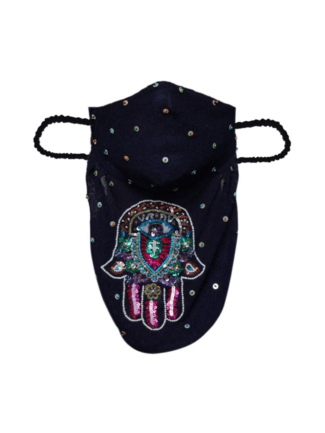 

DIVA WALK EXCLUSIVE Woman Navy Blue Hand Embroidered 2-Ply HIjab Protective Face Mask