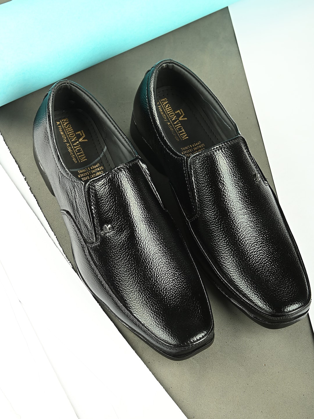 

Fashion Victim Men Genuine Leather Formal Shoes, Black