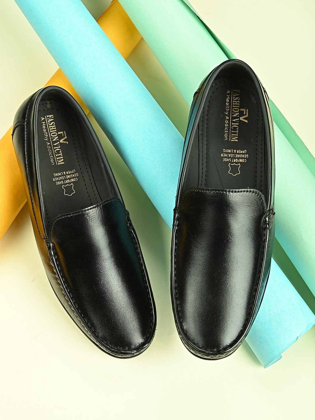 

Fashion Victim Men Black Leather Loafers