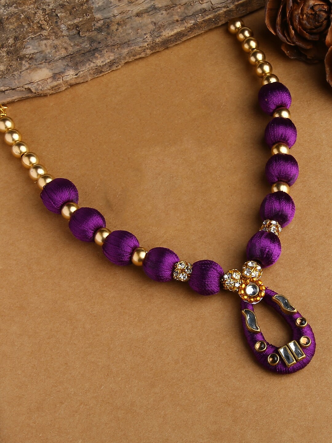 

AKSHARA Gold-Toned & Purple Gold-Plated Handcrafted Necklace