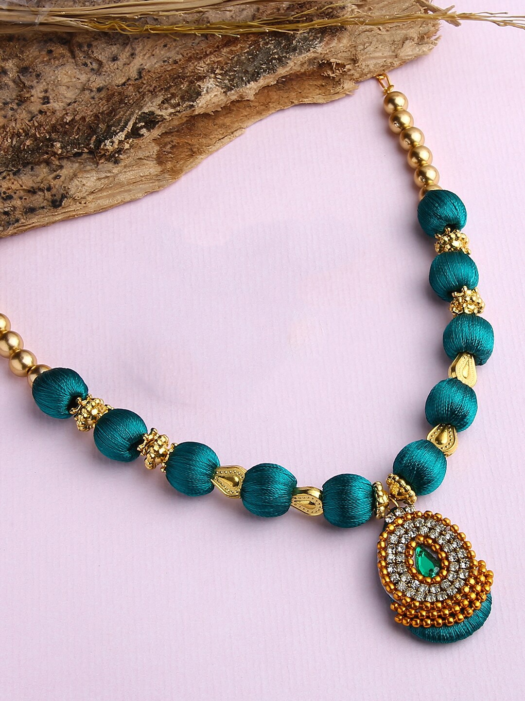 

AKSHARA Teal Gold-Plated Handcrafted Necklace