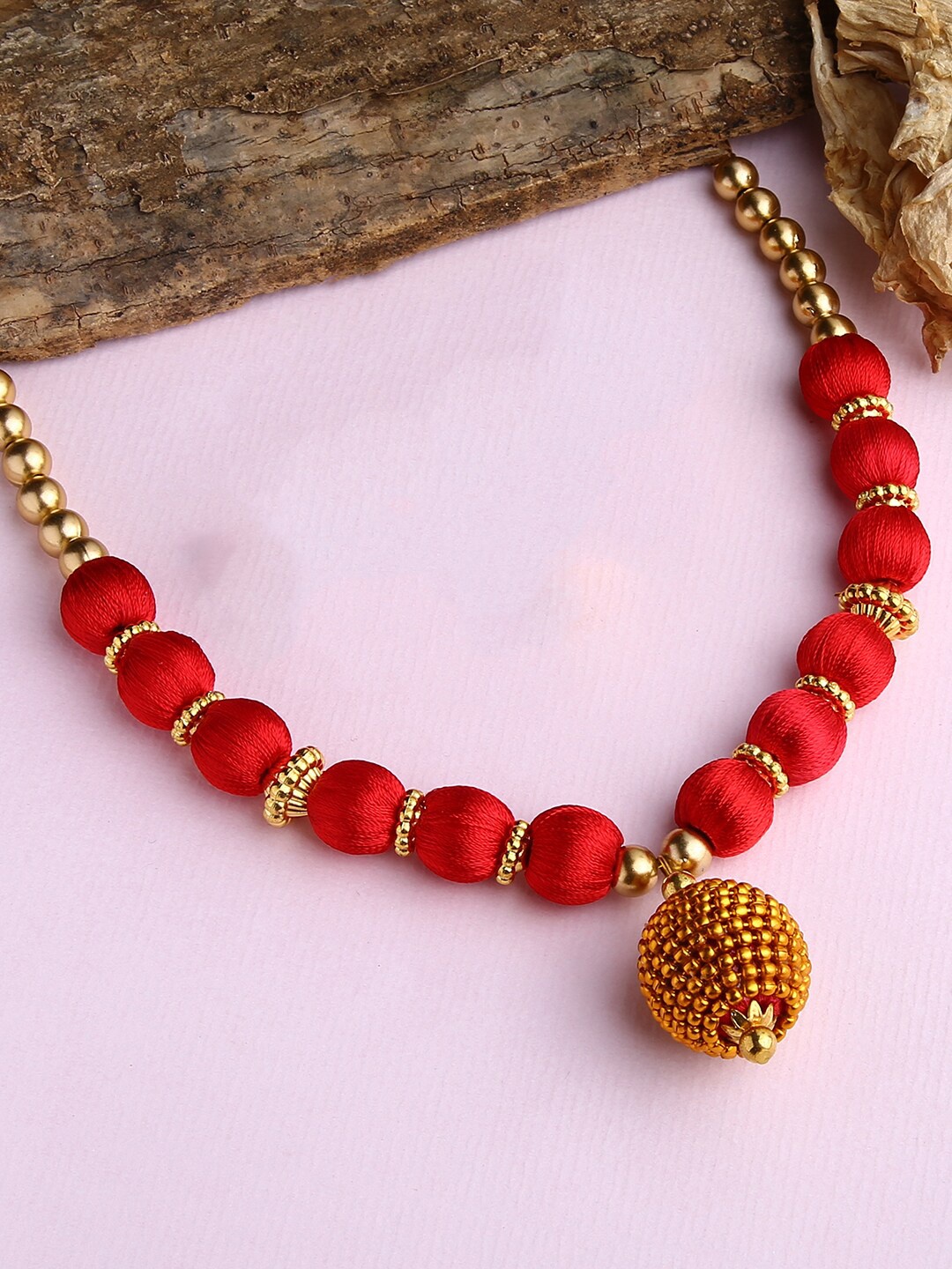 

AKSHARA Red Gold-Plated Handcrafted Necklace