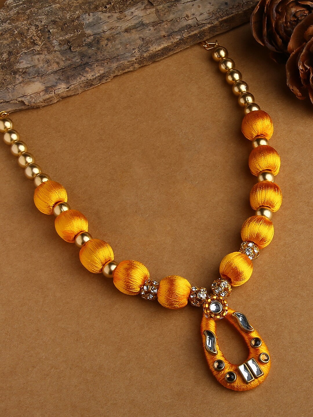 

AKSHARA Gold-Toned & Mustard Gold-Plated Necklace