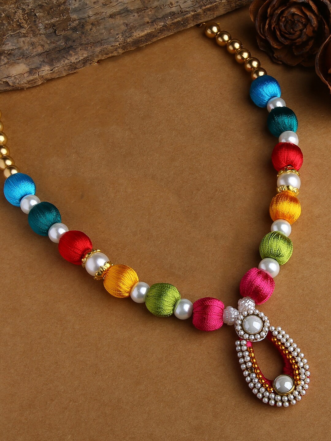 

AKSHARA Gold-Toned & Green Gold-Plated Handcrafted Necklace