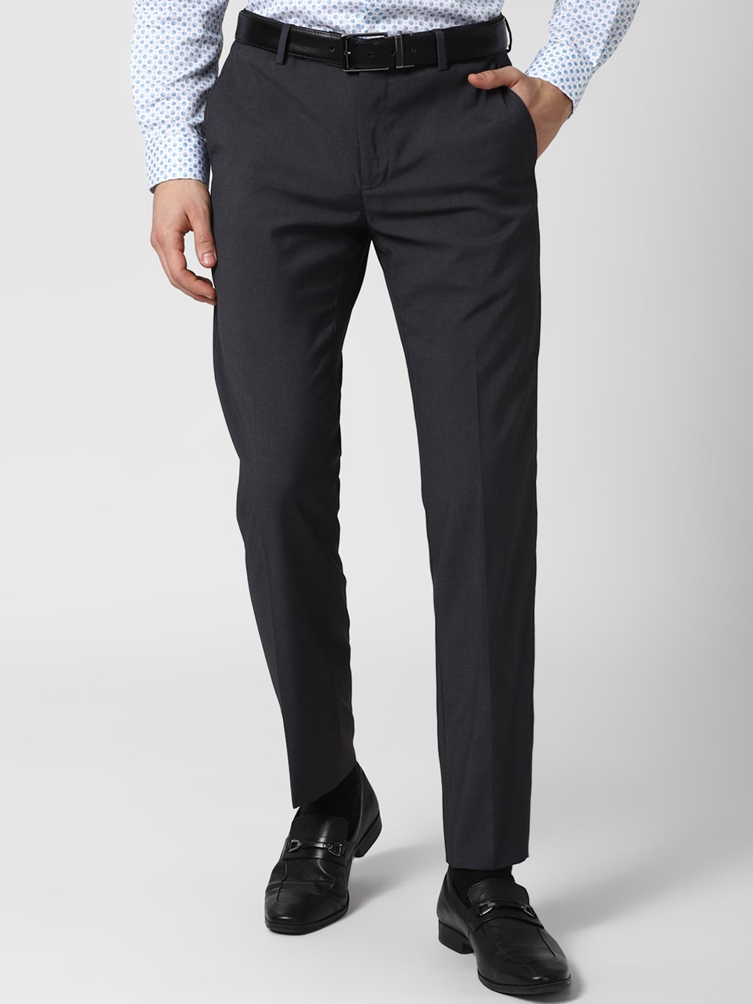 

Peter England Elite Men Navy Blue Slim Fit Trousers