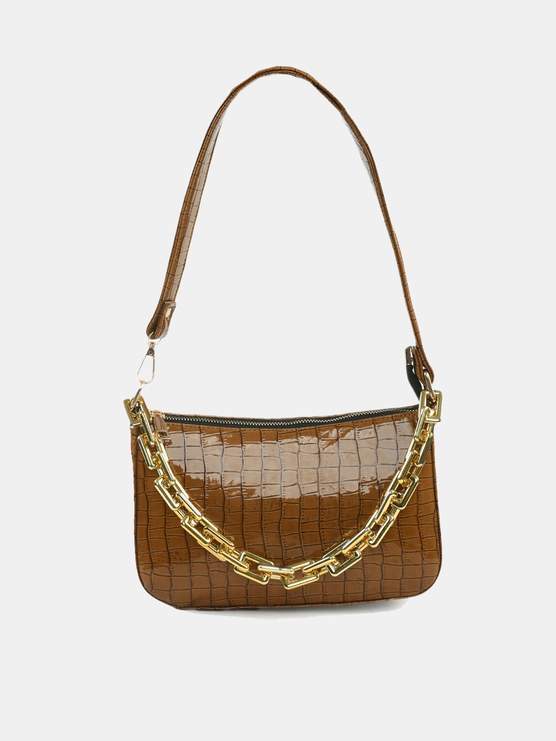 

Kastner Brown Textured Structured Shoulder Bag with Quilted
