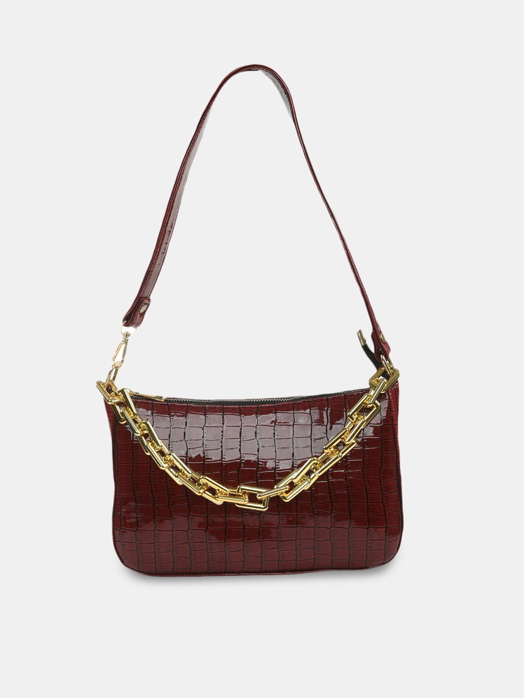 

Kastner Maroon Textured Structured Shoulder Bag