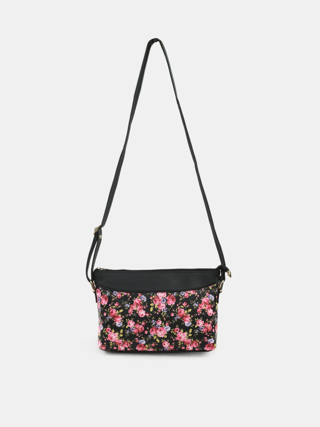 

Kastner Black Floral Printed Structured Sling Bag