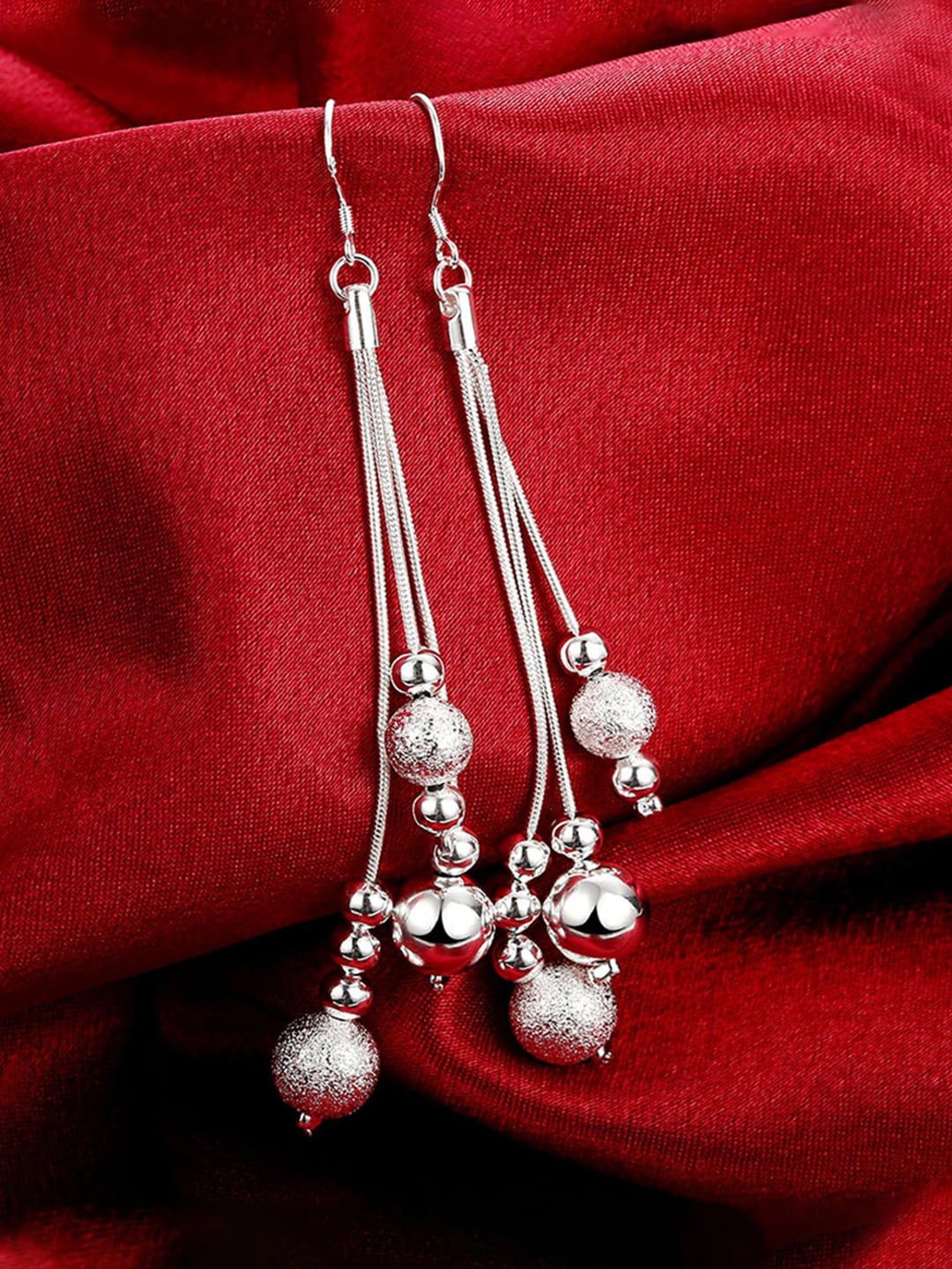 

Yellow Chimes Silver-Toned Contemporary Drop Earrings