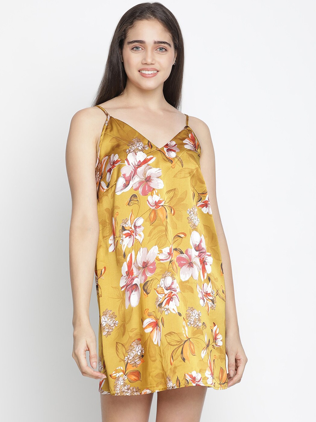

Oxolloxo Mustard Yellow Printed Nightdress