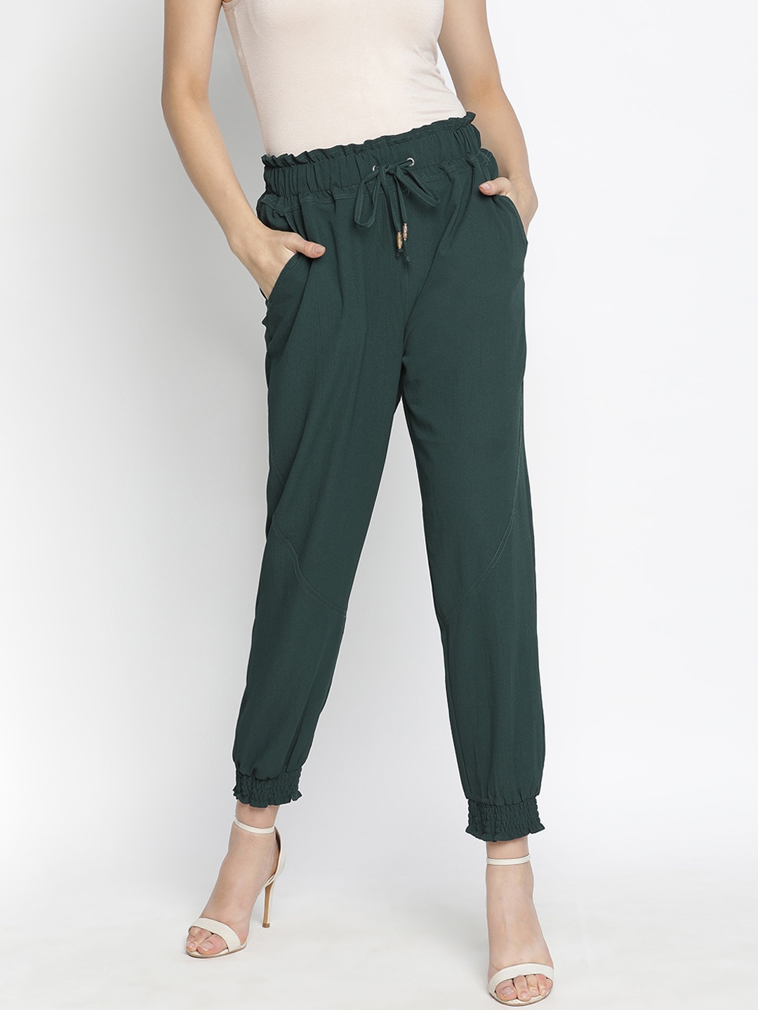 

Oxolloxo Women Green Pleated Trousers