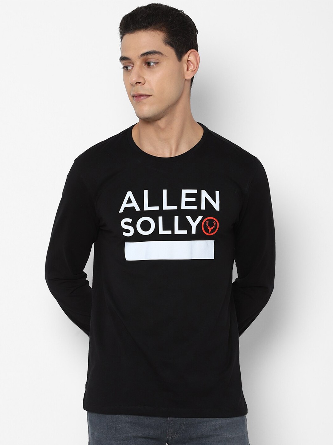 

Allen Solly Men Black Typography Printed Applique T-shirt