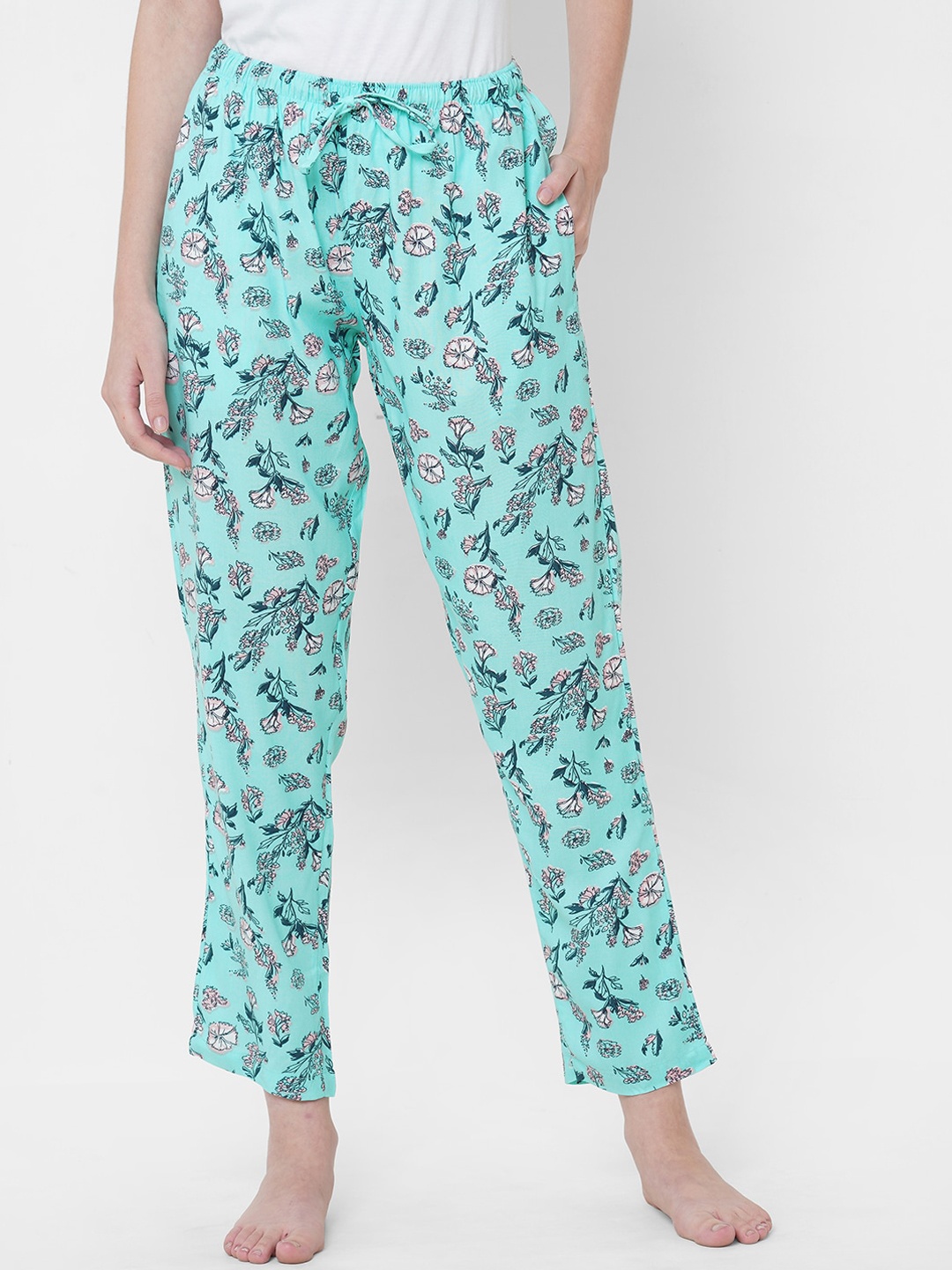 

URBAN SCOTTISH Women Blue & Grey Printed Lounge Pants