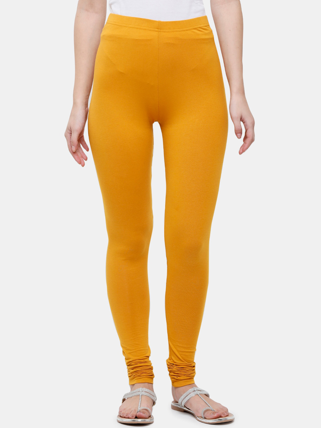 

De Moza Women Yellow Solid Churidar Length Leggings