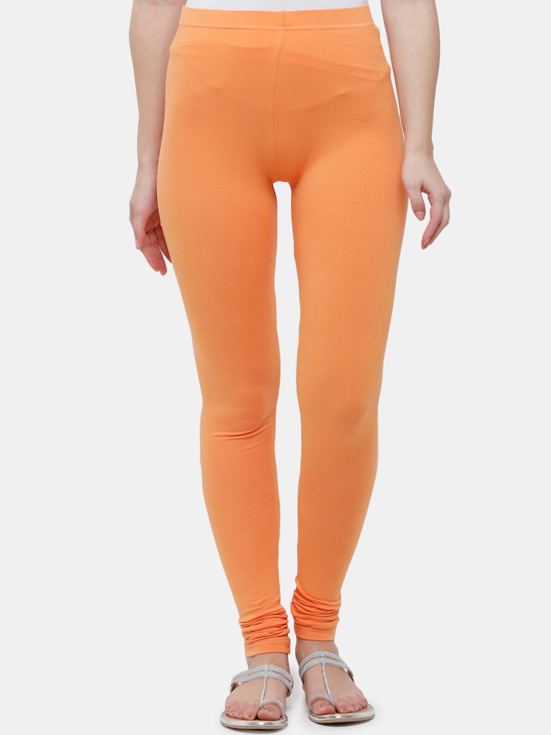 

De Moza Women Orange Solid Churidar-Length Leggings
