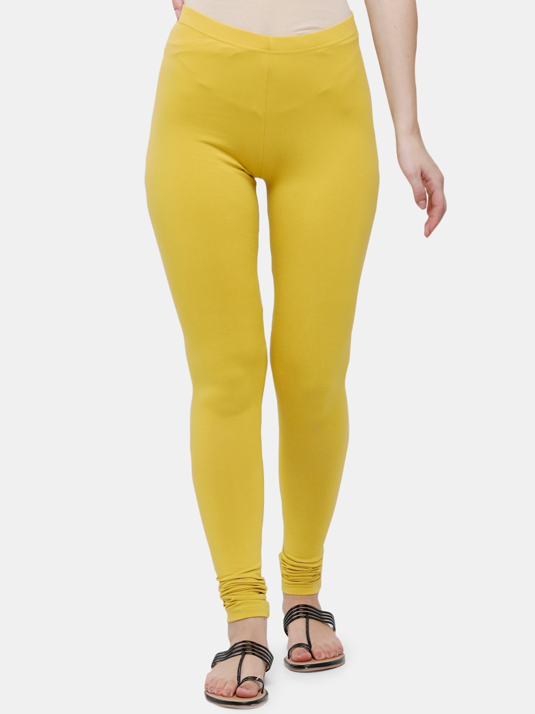 

De Moza Women Yellow Solid Churidar Length Leggings