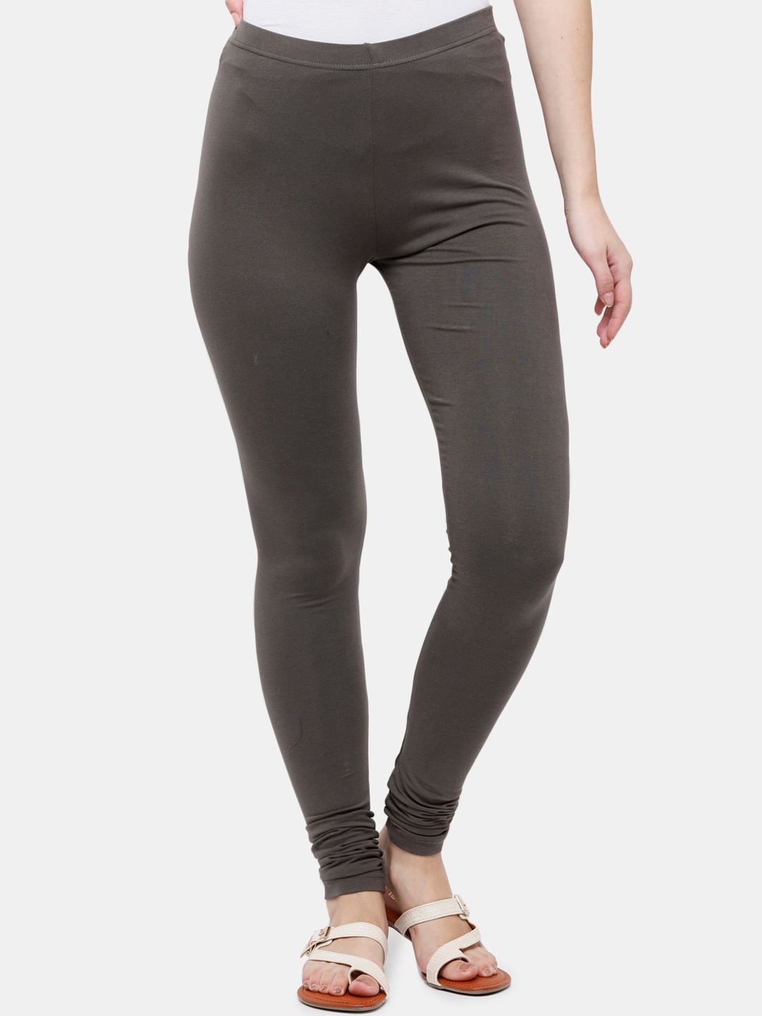 

De Moza Women Olive-Green Solid Churidar-Length Leggings
