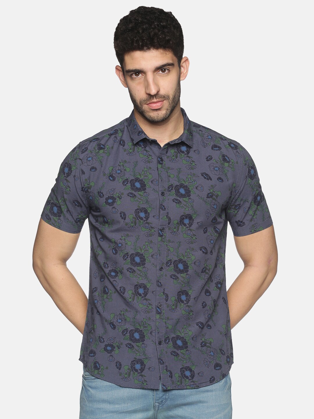 

SHOWOFF Men Blue Slim Fit Printed Casual Shirt