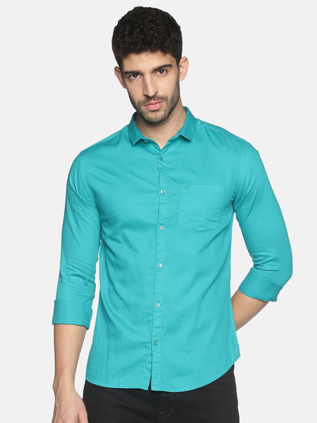 

SHOWOFF Men Turquoise Blue Slim Fit Casual Shirt