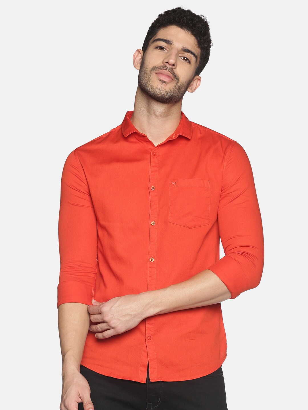 

SHOWOFF Men Orange Slim Fit Casual Shirt