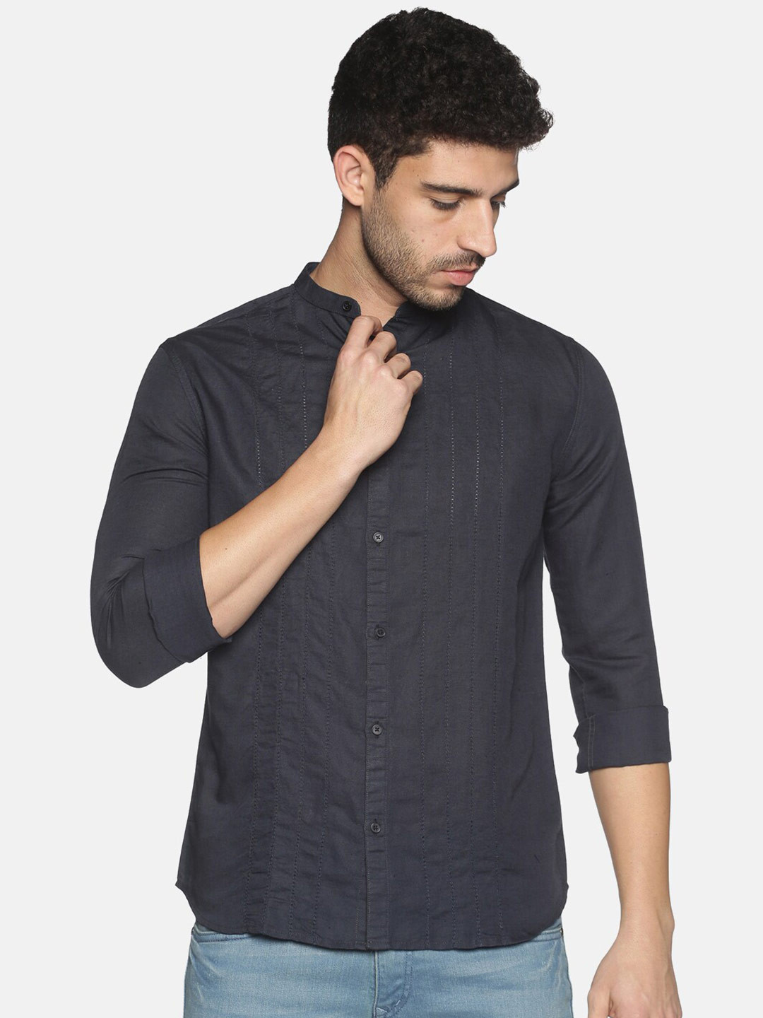 

SHOWOFF Men Navy Blue Slim Fit Casual Shirt