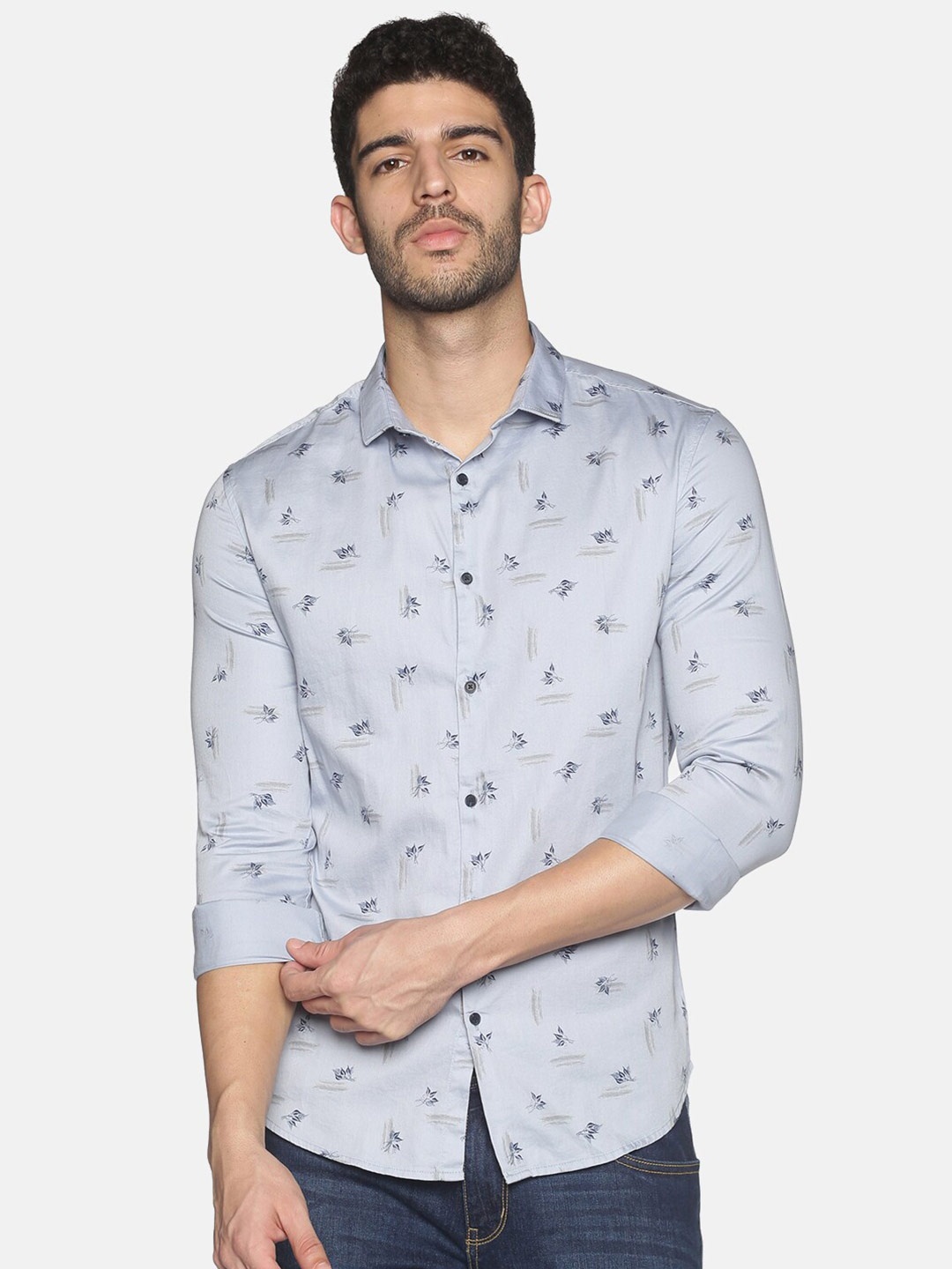 

SHOWOFF Men Navy Blue Slim Fit Printed Casual Shirt