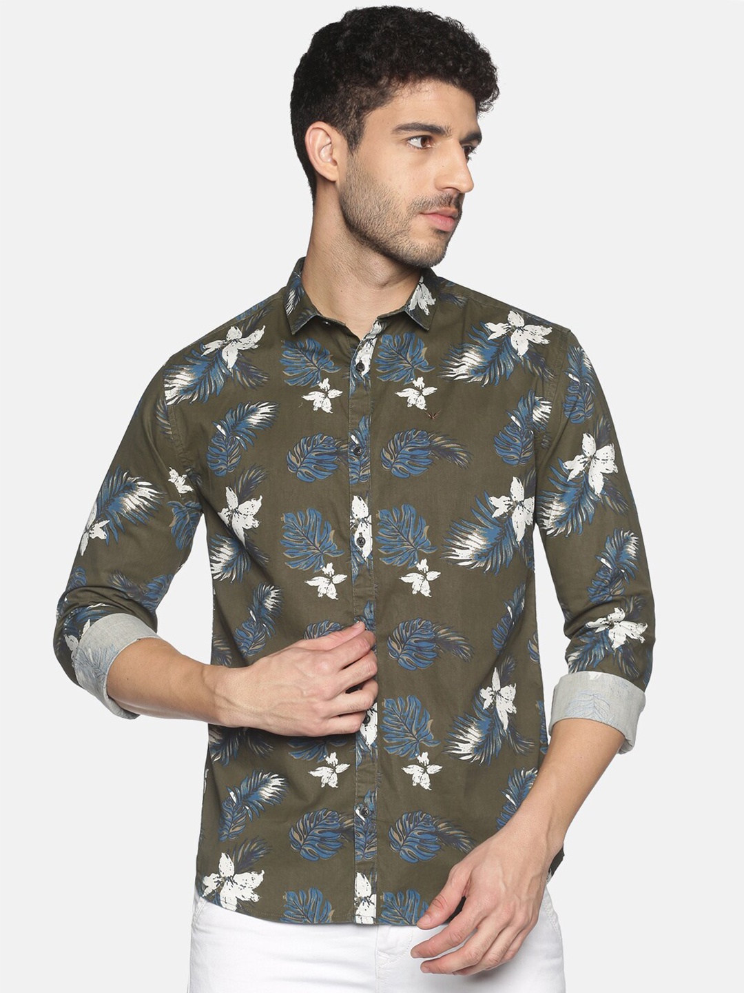 

SHOWOFF Men Green Slim Fit Floral Printed Casual Shirt