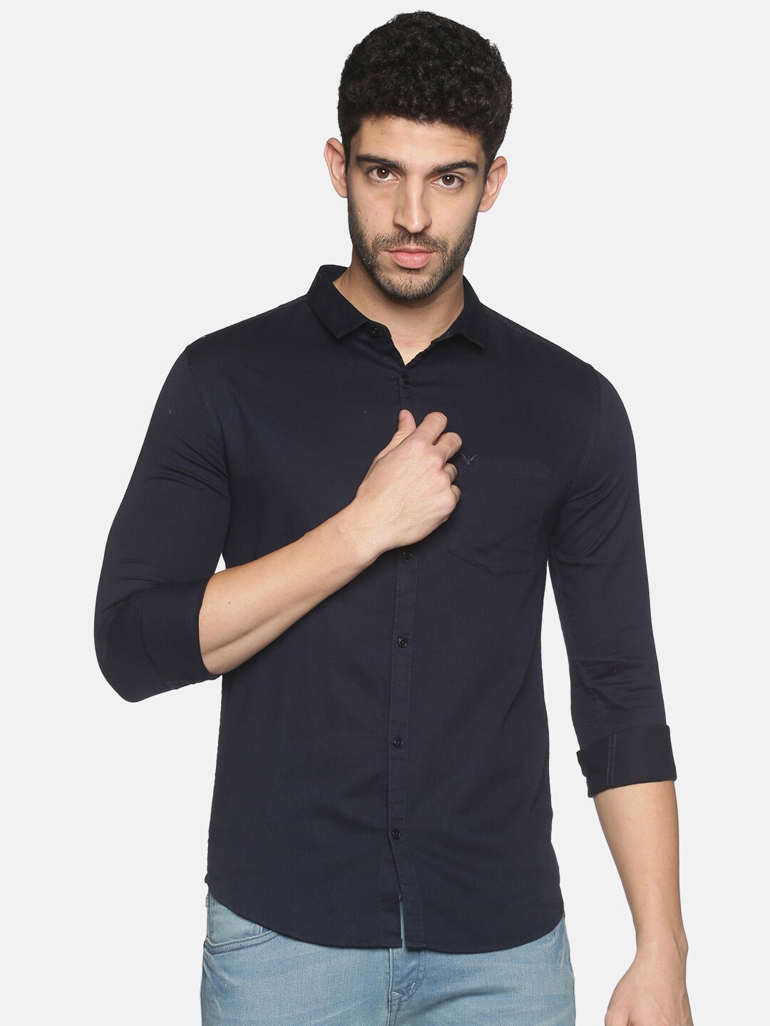 

SHOWOFF Men Navy Blue Slim Fit Casual Shirt