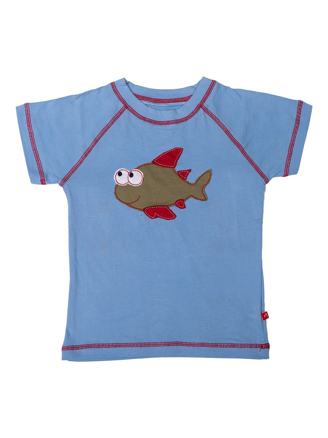 

Nino Bambino Boys Blue Printed Drop-Shoulder Sleeves Organic Cotton Pockets T-shirt