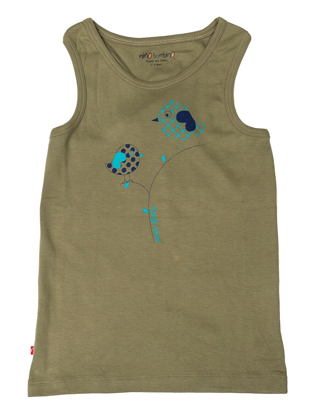 

Nino Bambino Girls Olive Green Printed Organic Cotton T-shirt