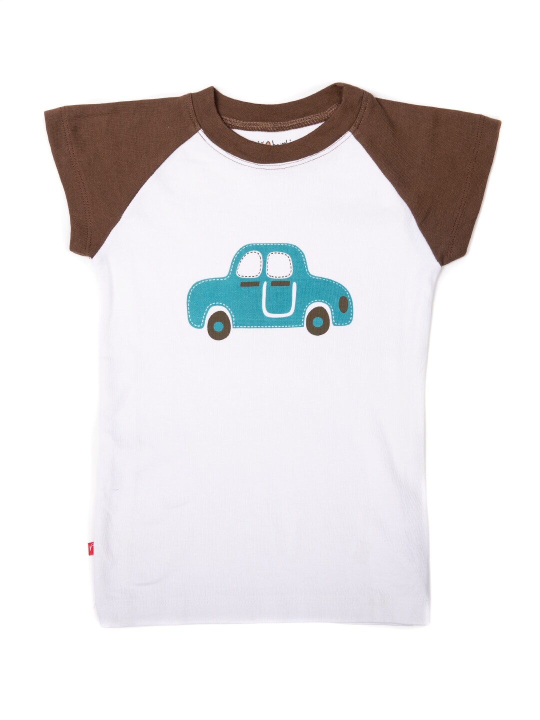 

Nino Bambino Boys White & Brown Printed Organic Cotton T-shirt