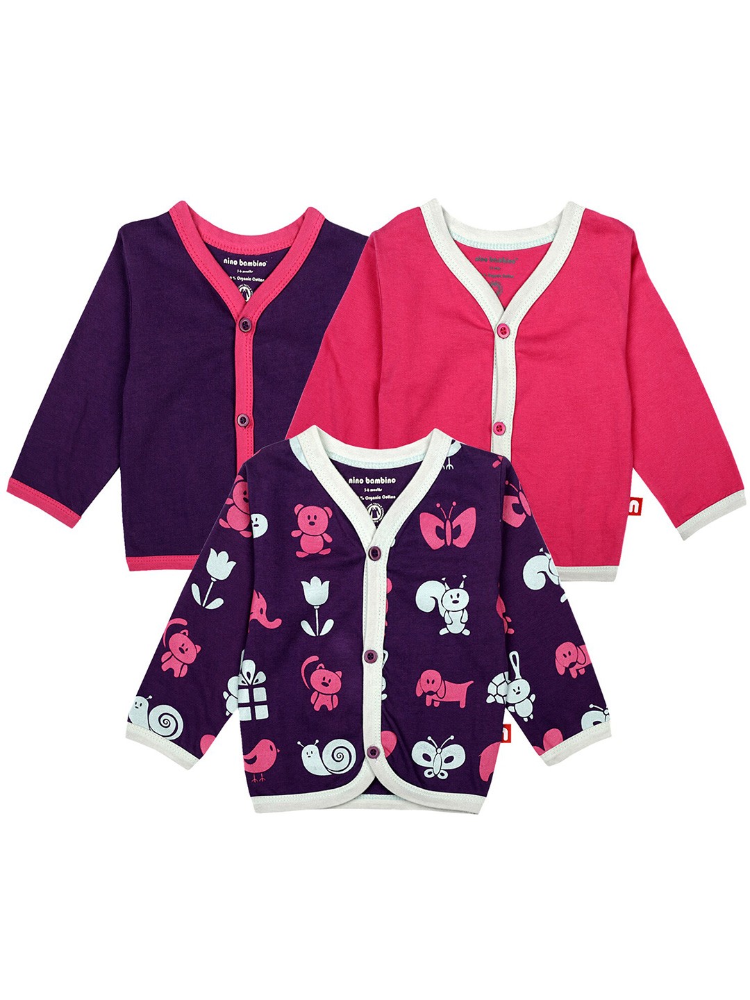 

Nino Bambino Kids Pack Of 3 Organic Cotton Jhablas, Red