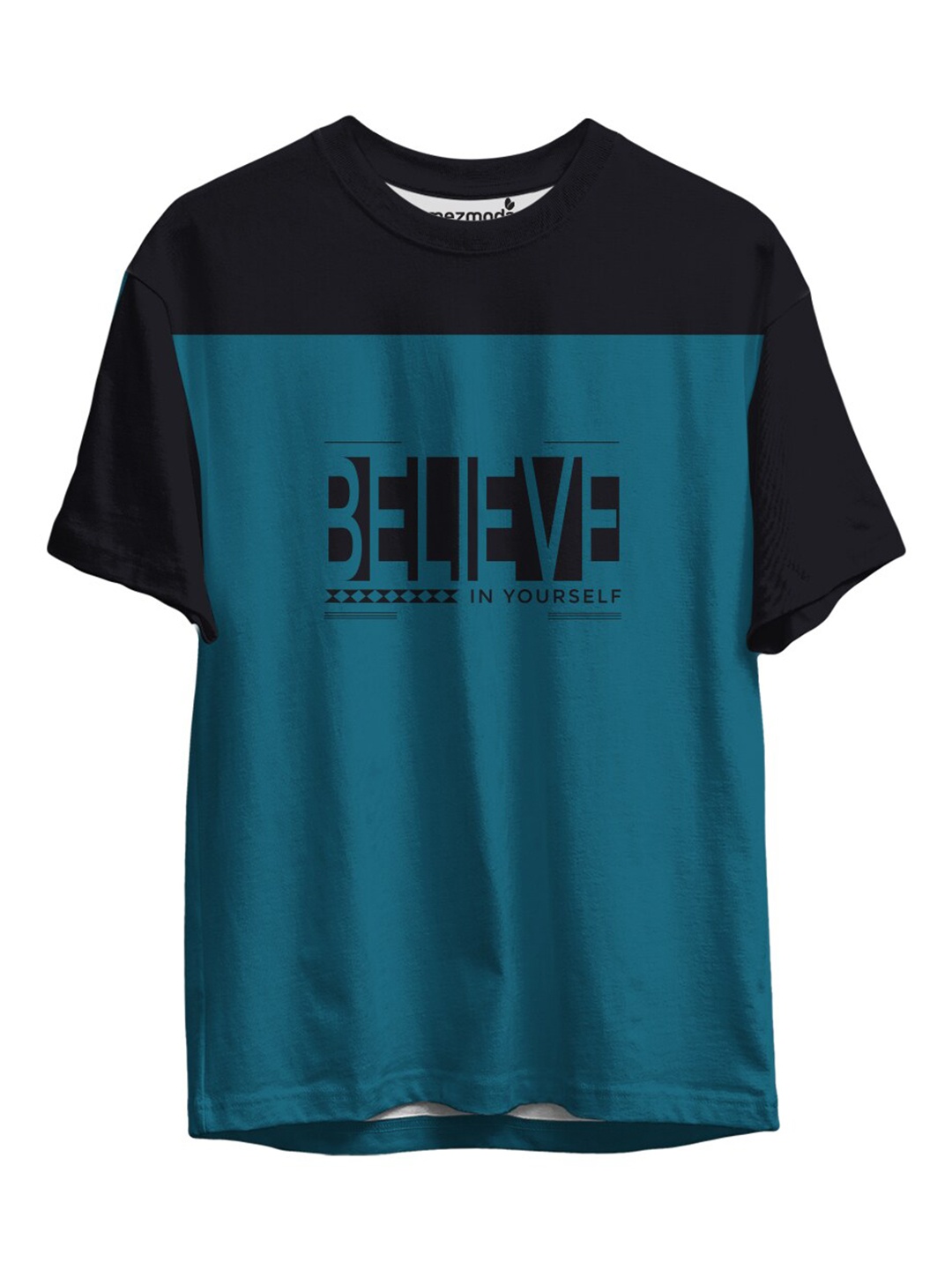 

mezmoda Boys Turquoise Blue Typography Printed Extended Sleeves T-shirt