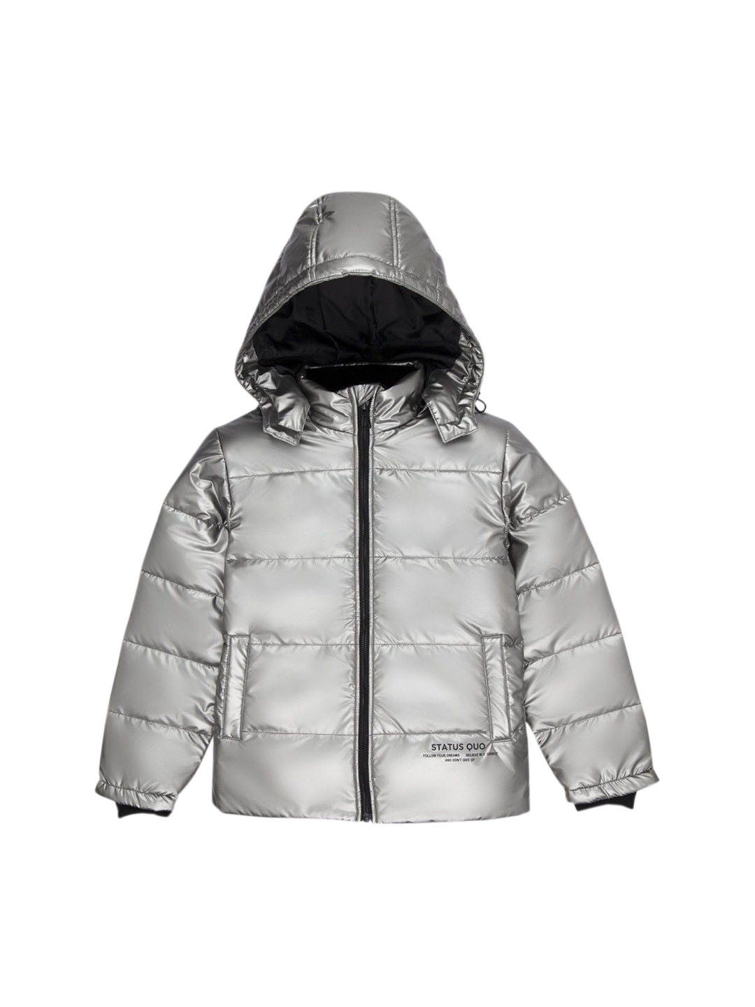 Status Quo Boys Silver-Toned Hooded Puffer Jacket - buy at the price of ...