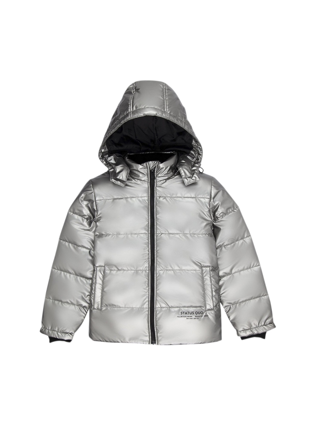 

Status Quo Boys Silver-Toned Hooded Puffer Jacket