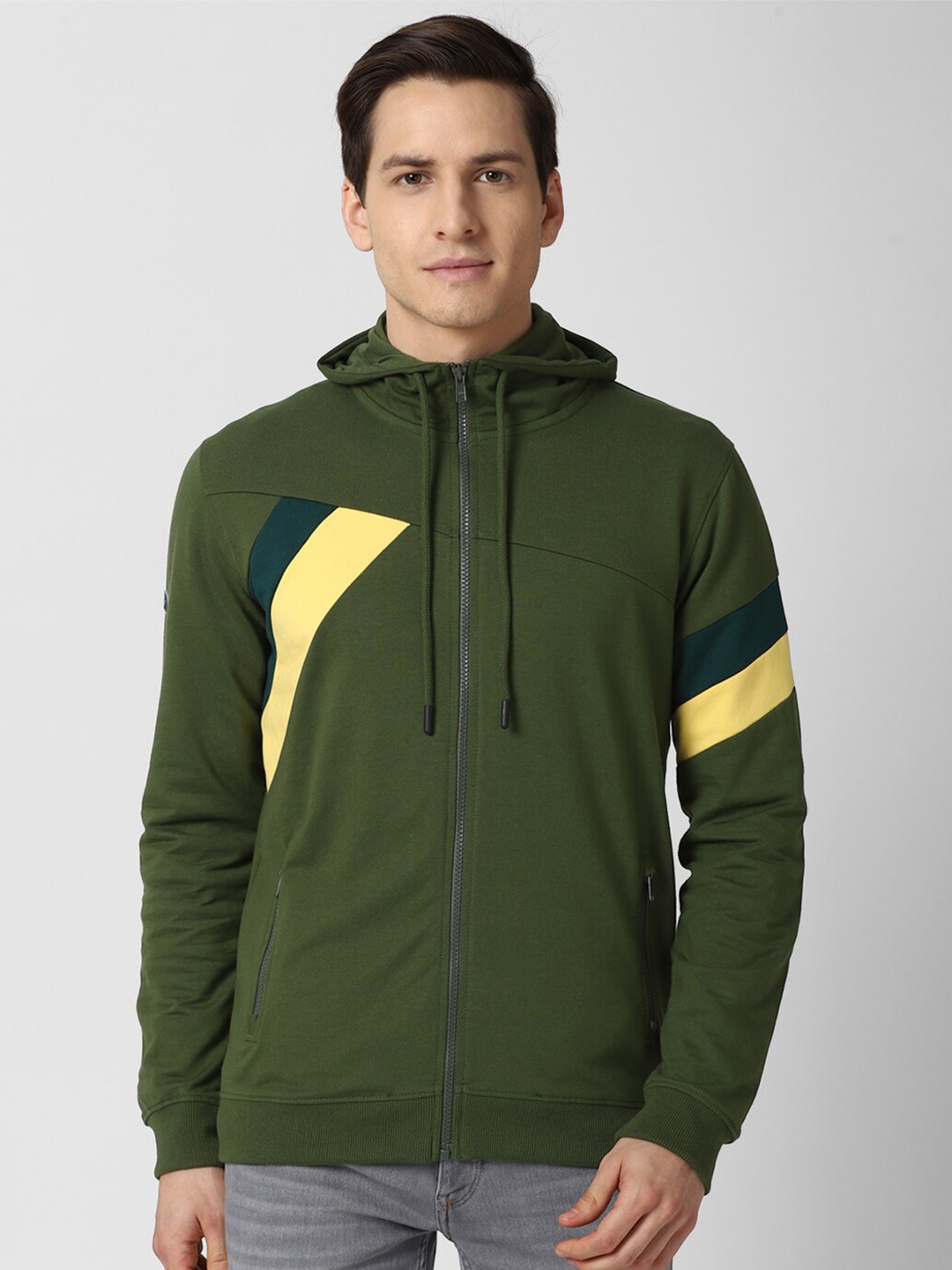 

Peter England Casuals Men Green Hooded Sweatshirt