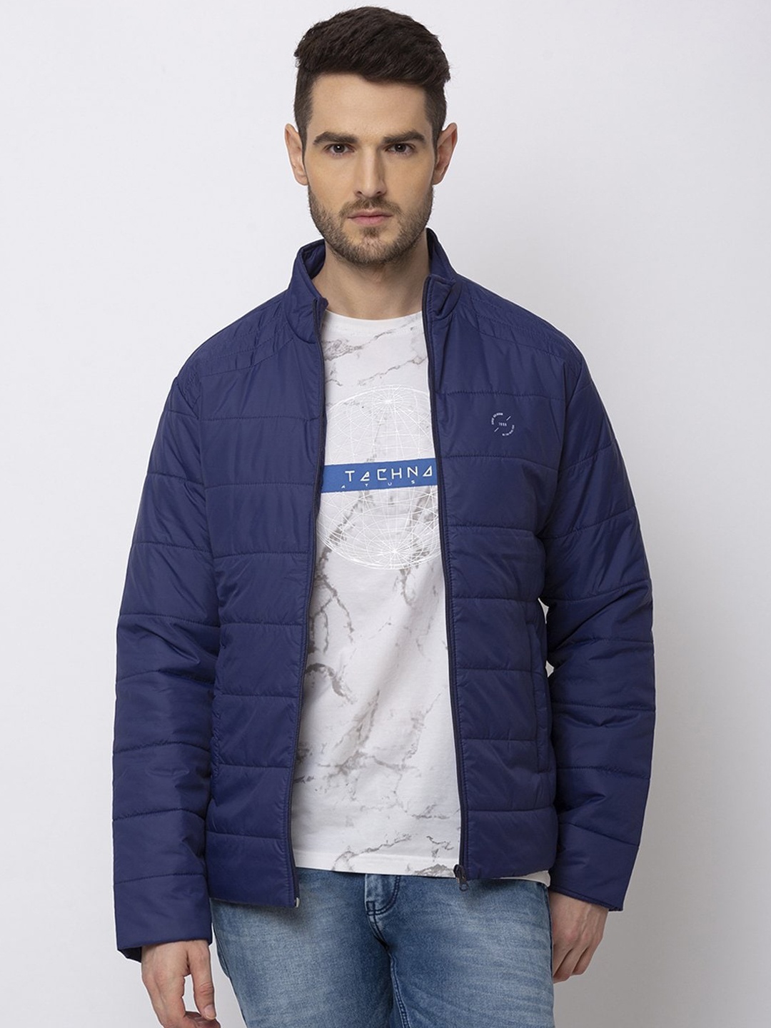 

Status Quo Men Navy Blue Padded Jacket