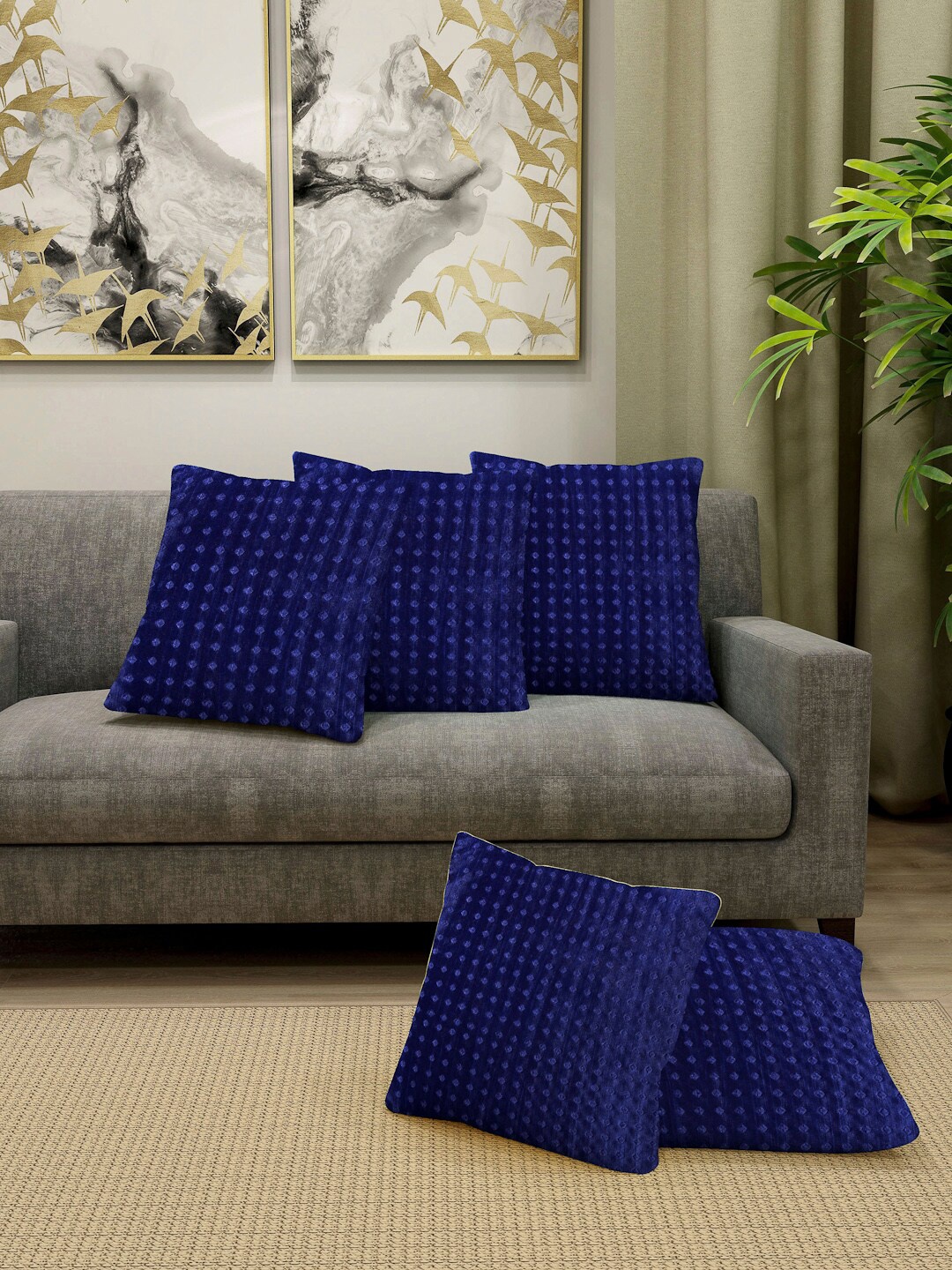 

Arrabi Blue Set of 5 Square Cushion Covers