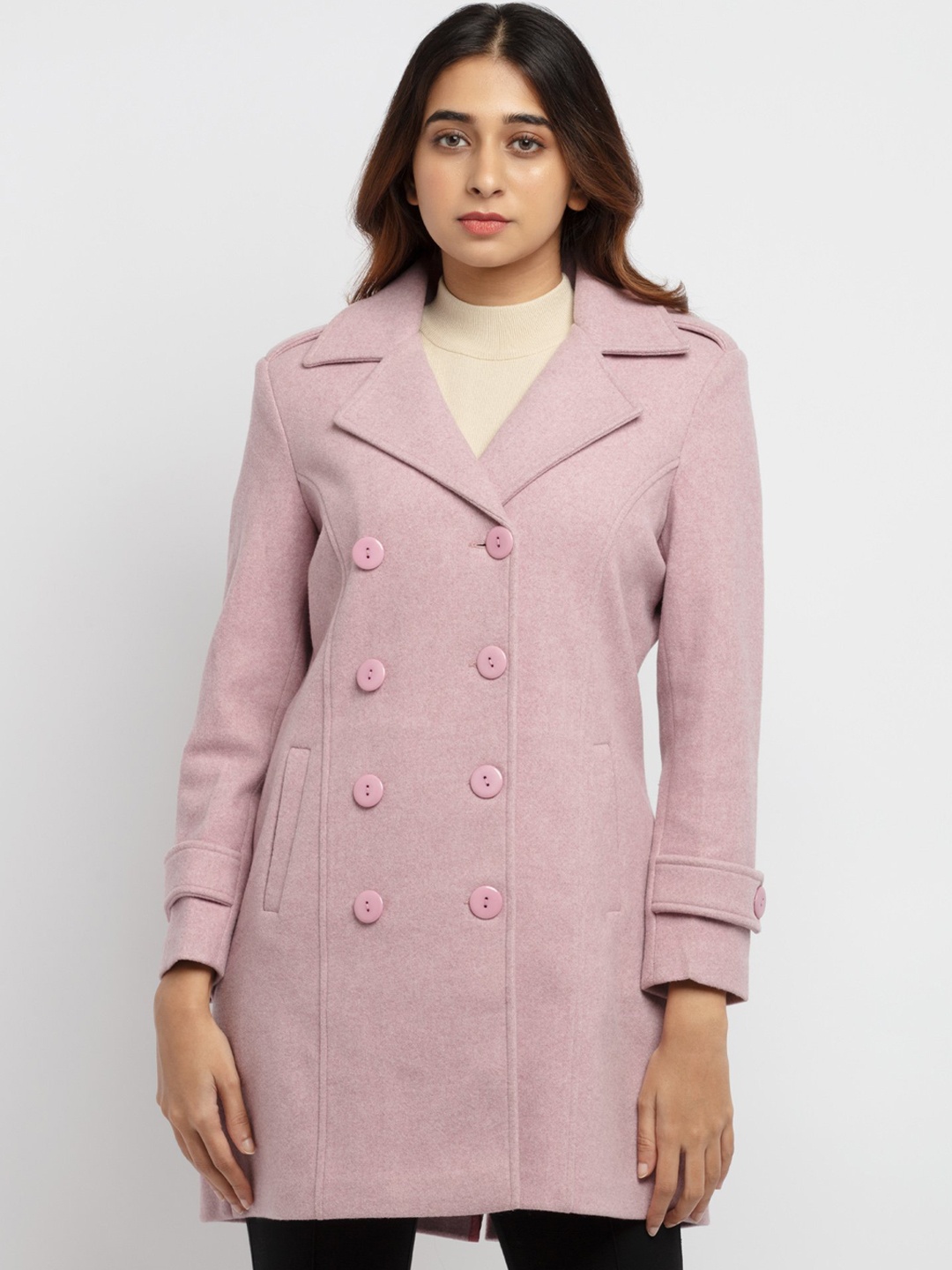 

Status Quo Women Pink Overcoat