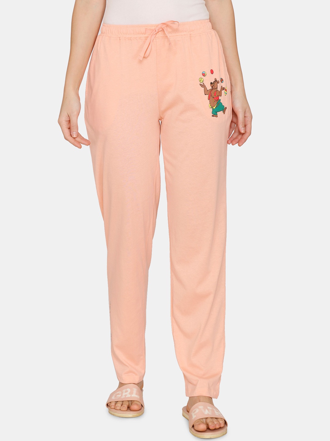 

Zivame Women Peach Pearl Solid Lounge Pants