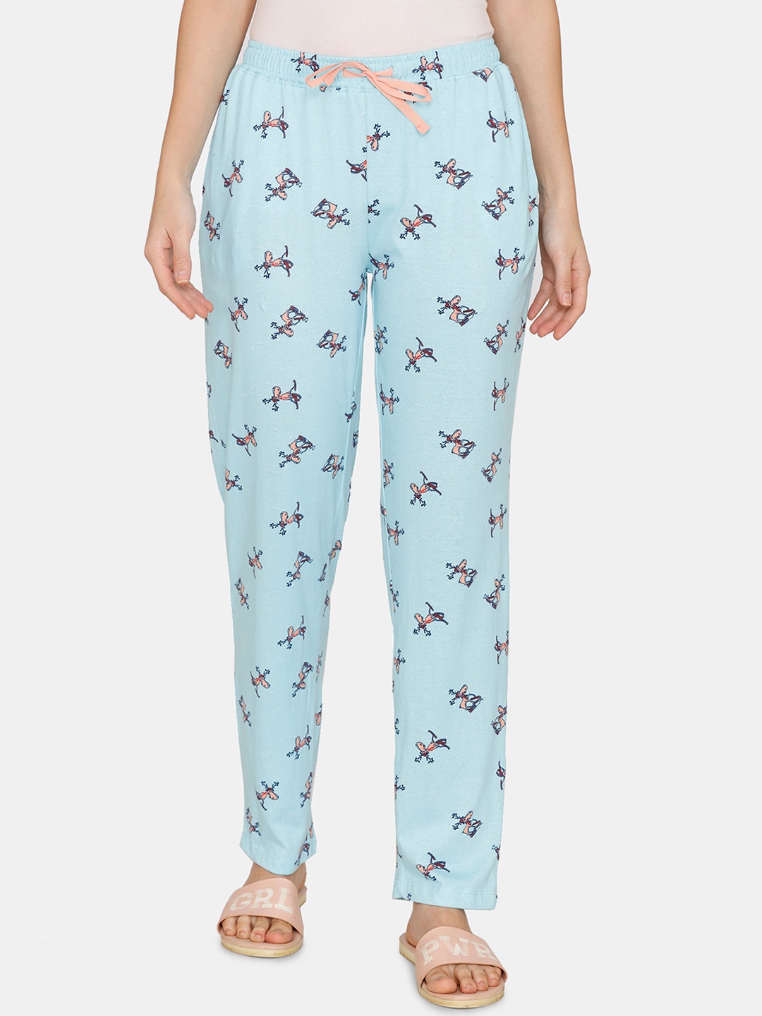 

Zivame Women Blue Printed Cotton Lounge Pants