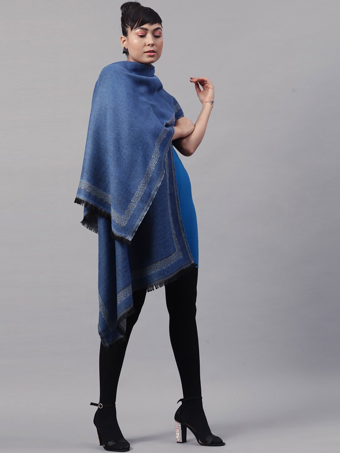 

STREET 9 Women Blue Woven Design Stole