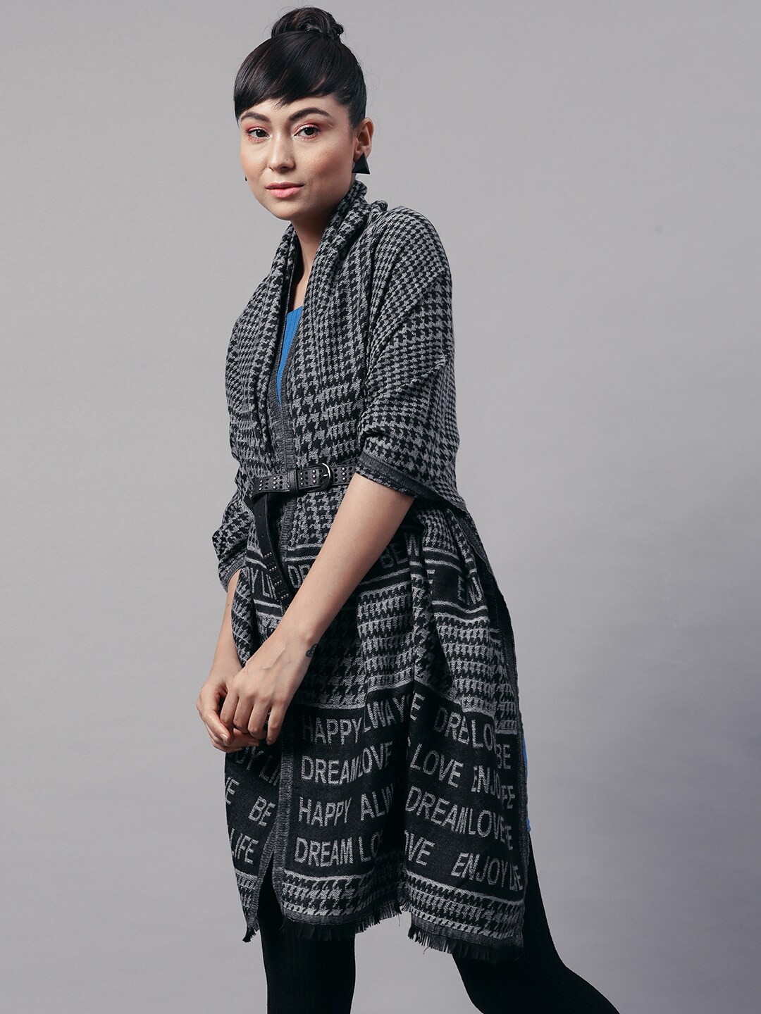 

STREET 9 Women Black & White Woven Design Stole