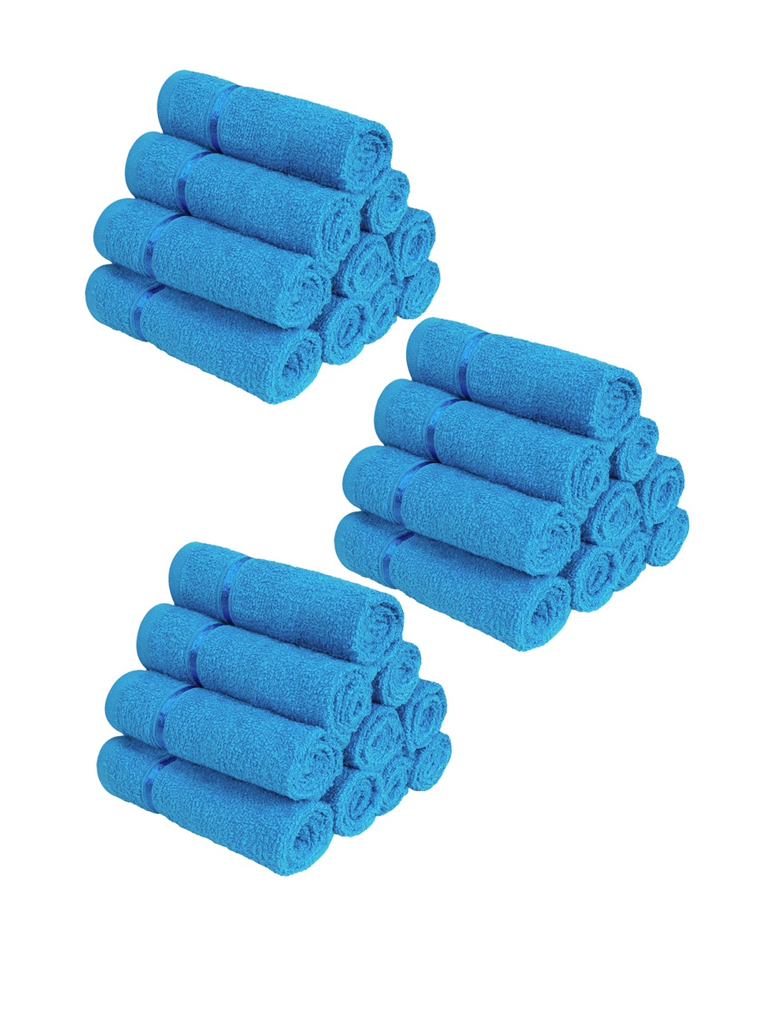 

Story@home Set Of 30 Blue Solid 450 GSM Pure Cotton Face Towels