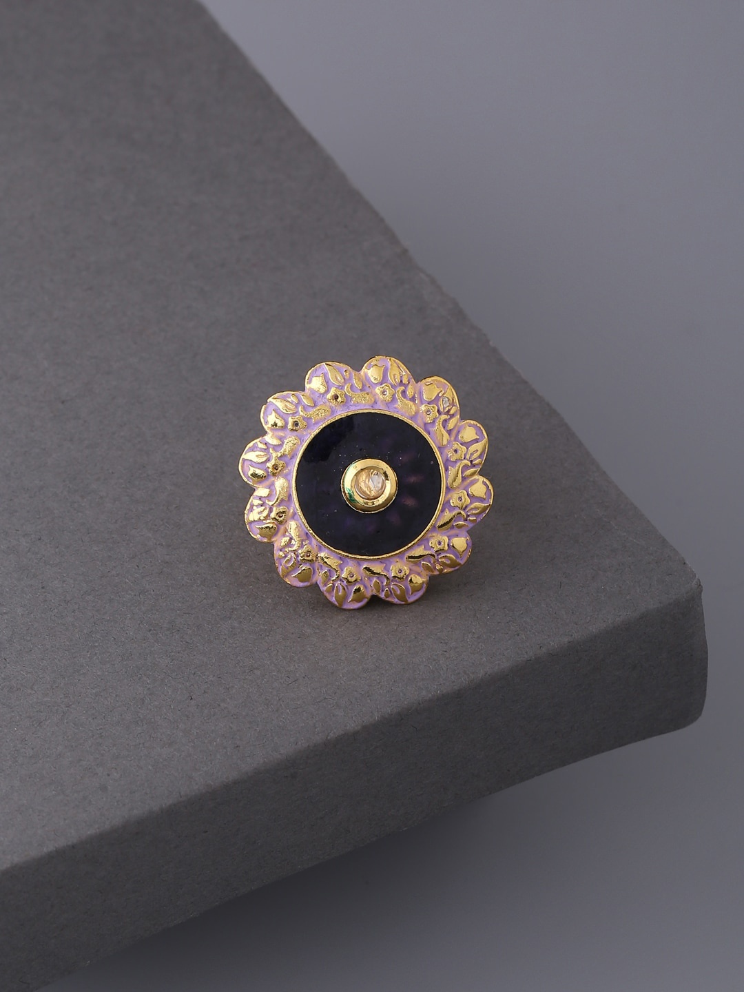 

VIRAASI Gold-Toned Gold Plated Kundan Adjustable Finger Ring