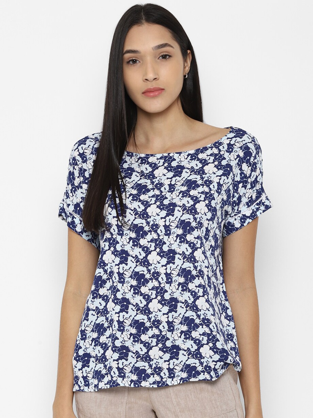 

Allen Solly Woman Blue Floral Print Top