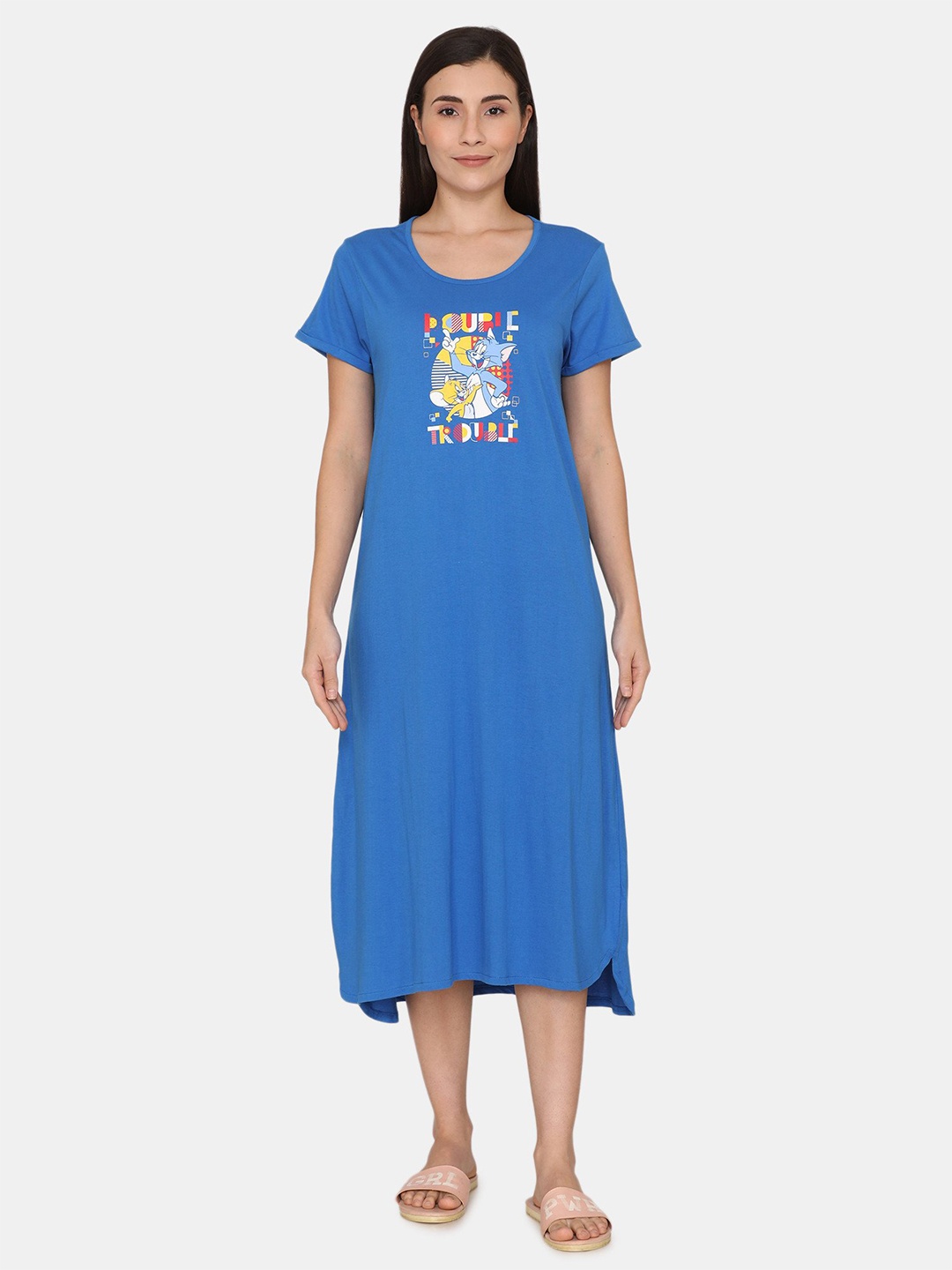 

Zivame Blue Printed Nightdress