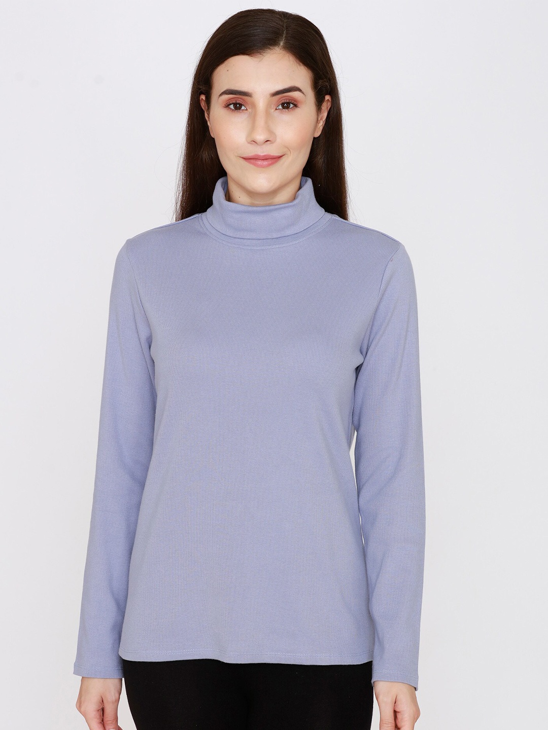 

Zivame Women Blue High Neck Lounge Top