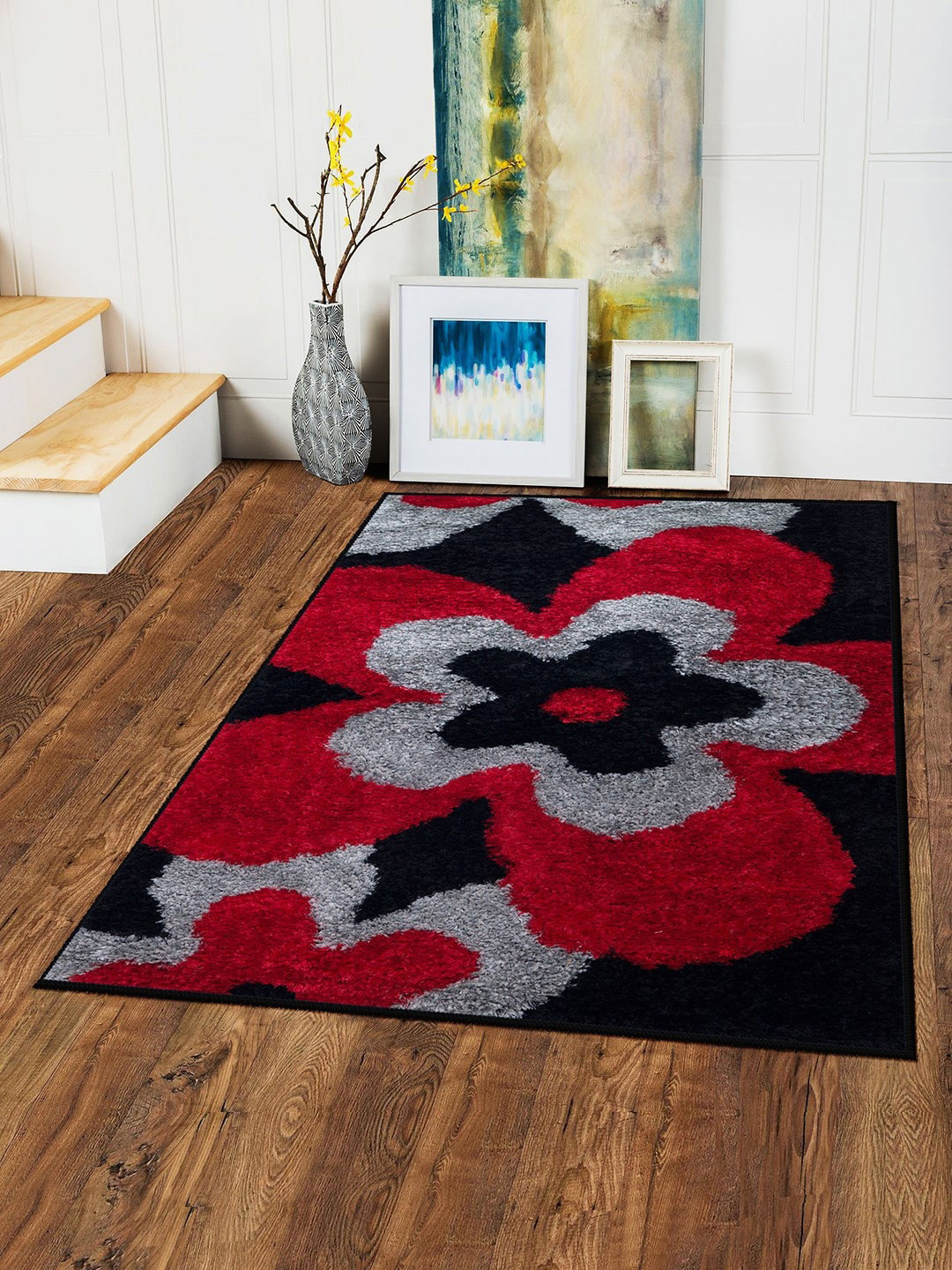 

Story@home Red & Black Patterned Anti Skid Shaggy Carpet