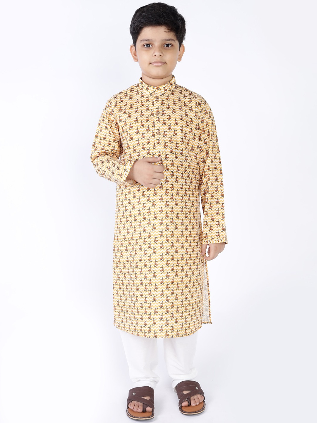 

TABARD Boys Yellow Printed Kurta